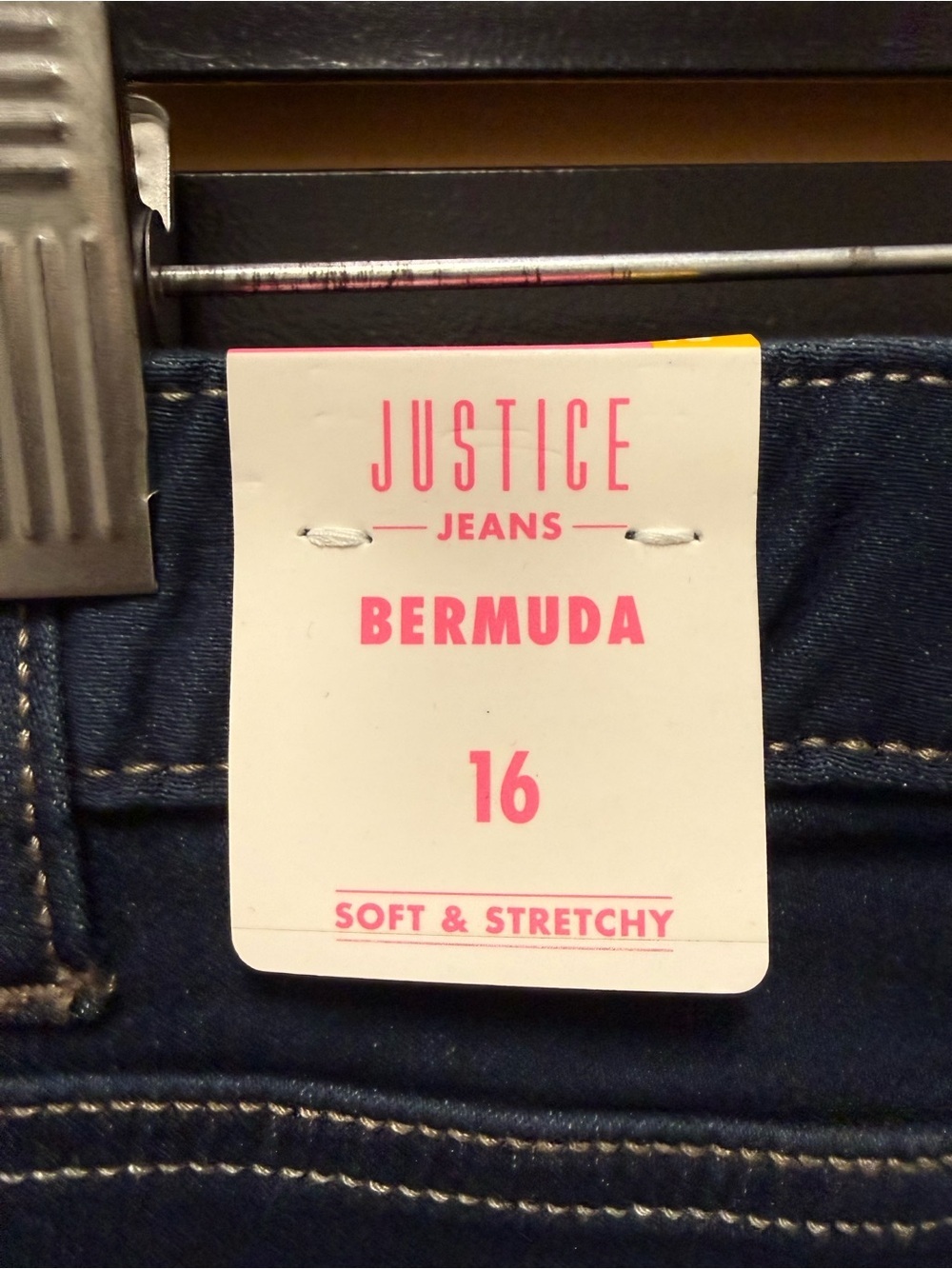 NWT Justice Bermuda Jean Shorts Dark Wash Soft & Stretchy Size 16 - Picture 3 of 3